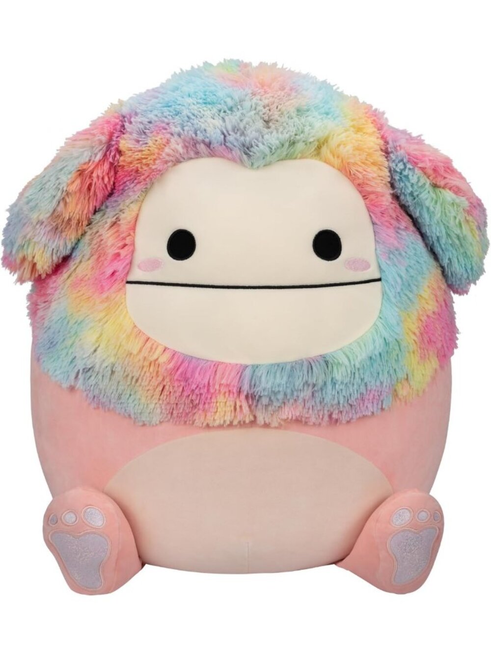Jumbo 20-Inch Plush Bigfoot with Rainbow Hair - Soft & Cuddly Stuffed Toy